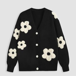 Black floral cardigan